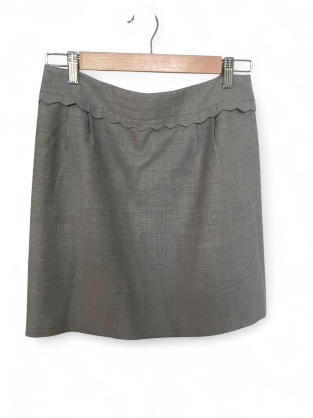 J. Crew Gray Scalloped Waist Midi Skirt